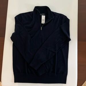 Brooks Brothers - Ultimate Merino Wool Half-Zip Sweater - Sz M - Navy Blue - NWT
